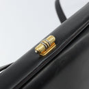 GUCCI Shoulder Bag Leather Black Gold Auth 155306-17