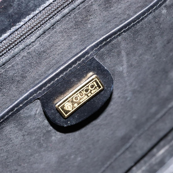 GUCCI Shoulder Bag Leather Black Gold Auth 155306