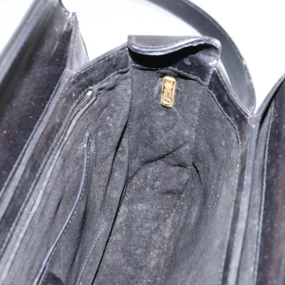 GUCCI Shoulder Bag Leather Black Gold Auth 155306