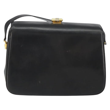 GUCCI Shoulder Bag Leather Black Gold Auth 155306 - 0