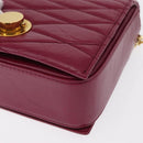 BALLY Chain Shoulder Bag Leather Wine Red Gold Auth 155307-16