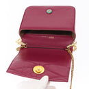 BALLY Chain Shoulder Bag Leather Wine Red Gold Auth 155307-10