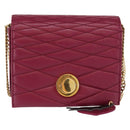 BALLY Chain Shoulder Bag Leather Wine Red Gold Auth 155307-12