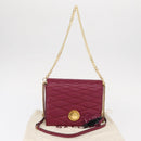 BALLY Chain Shoulder Bag Leather Wine Red Gold Auth 155307-27
