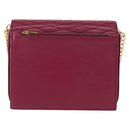 BALLY Chain Shoulder Bag Leather Wine Red Gold Auth 155307-2
