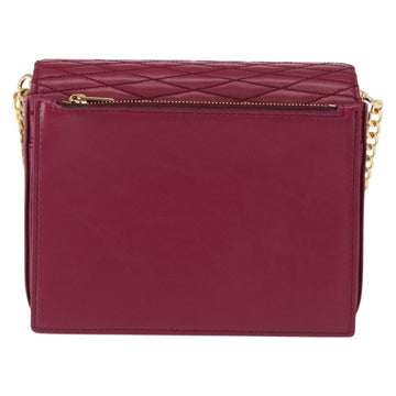 BALLY Chain Shoulder Bag Leather Wine Red Gold Auth 155307 - 0