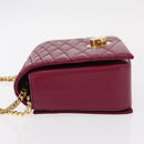 BALLY Chain Shoulder Bag Leather Wine Red Gold Auth 155307-4
