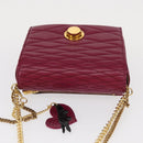 BALLY Chain Shoulder Bag Leather Wine Red Gold Auth 155307-6