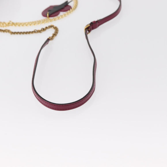 BALLY Chain Shoulder Bag Leather Wine Red Gold Auth 155307