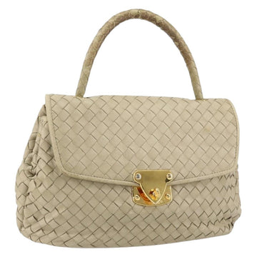 BOTTEGA VENETA INTRECCIATO Hand Bag Leather Beige Gold Auth 155309