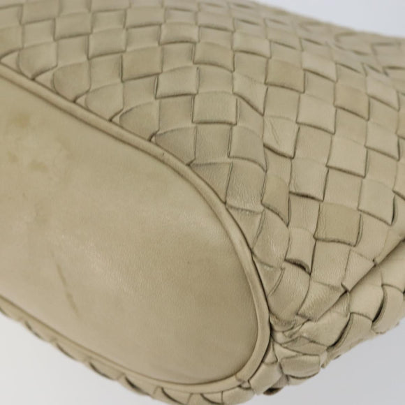 BOTTEGA VENETA INTRECCIATO Hand Bag Leather Beige Gold Auth 155309
