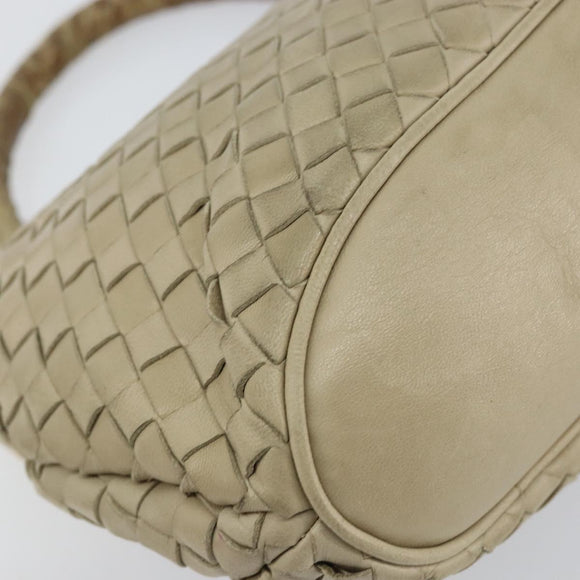 BOTTEGA VENETA INTRECCIATO Hand Bag Leather Beige Gold Auth 155309