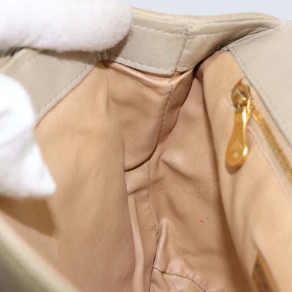 BOTTEGA VENETA INTRECCIATO Hand Bag Leather Beige Gold Auth 155309