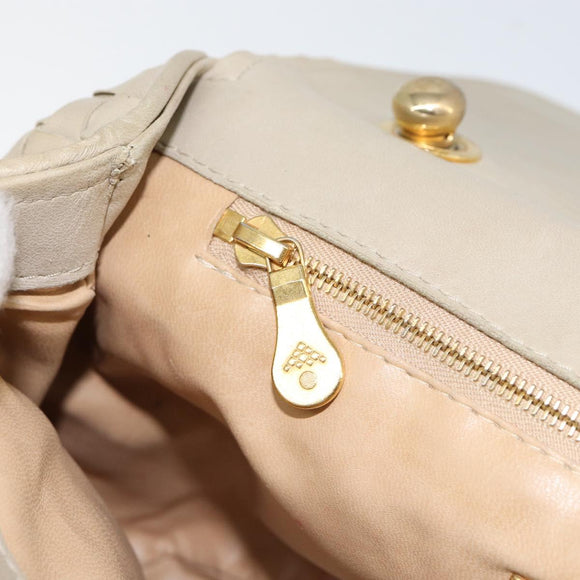 BOTTEGA VENETA INTRECCIATO Hand Bag Leather Beige Gold Auth 155309