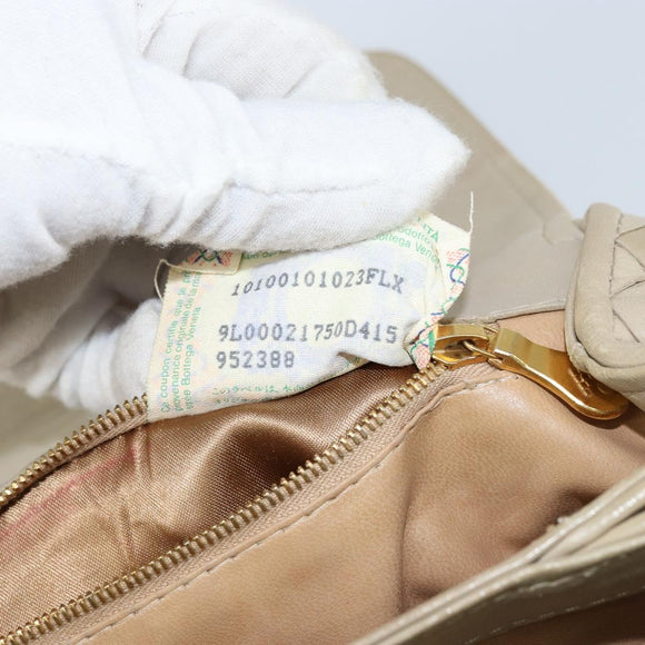 BOTTEGA VENETA INTRECCIATO Hand Bag Leather Beige Gold Auth 155309