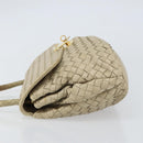 BOTTEGA VENETA INTRECCIATO Hand Bag Leather Beige Gold Auth 155309-4