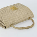 BOTTEGA VENETA INTRECCIATO Hand Bag Leather Beige Gold Auth 155309-6