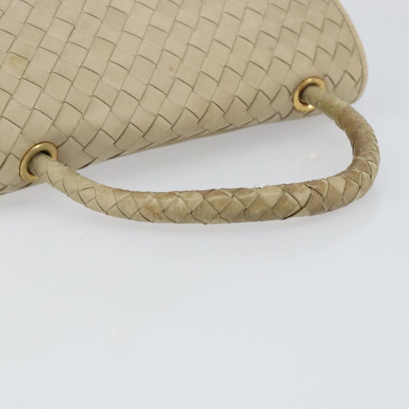 BOTTEGA VENETA INTRECCIATO Hand Bag Leather Beige Gold Auth 155309