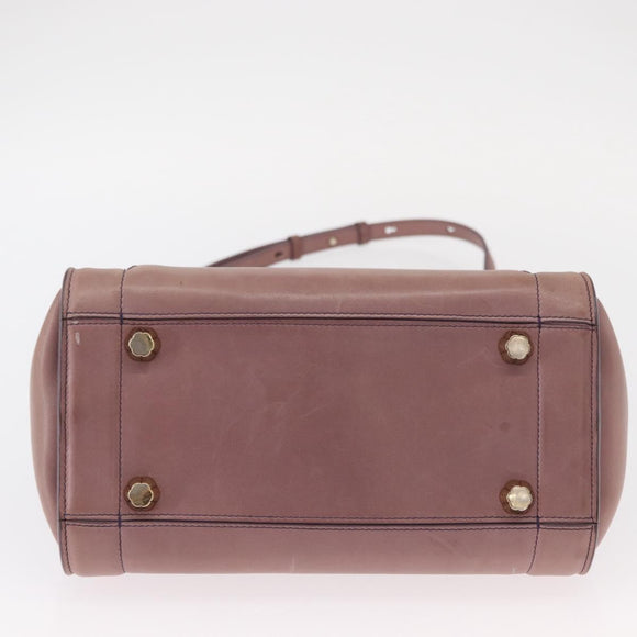 Salvatore Ferragamo Gancini Hand Bag Leather 2way Purple Gold Auth 155310