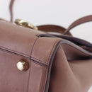 Salvatore Ferragamo Gancini Hand Bag Leather 2way Purple Gold Auth 155310-13