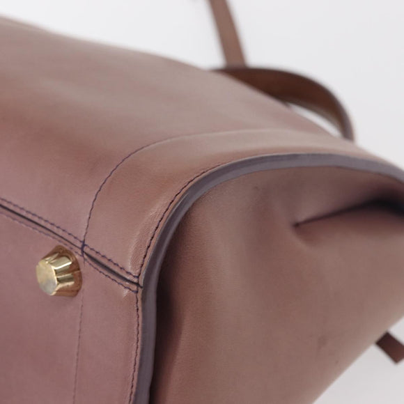 Salvatore Ferragamo Gancini Hand Bag Leather 2way Purple Gold Auth 155310