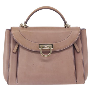 Salvatore Ferragamo Gancini Hand Bag Leather 2way Purple Gold Auth 155310 - 0