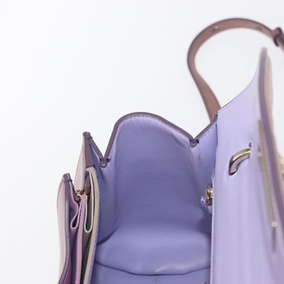 Salvatore Ferragamo Gancini Hand Bag Leather 2way Purple Gold Auth 155310