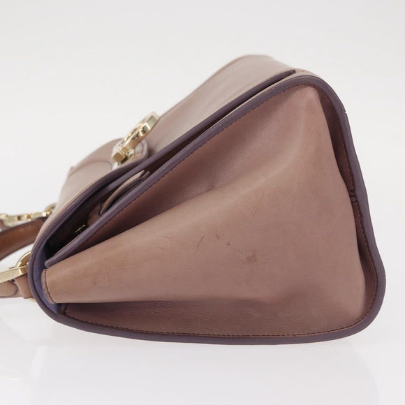 Salvatore Ferragamo Gancini Hand Bag Leather 2way Purple Gold Auth 155310