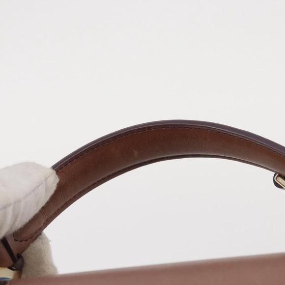 Salvatore Ferragamo Gancini Hand Bag Leather 2way Purple Gold Auth 155310