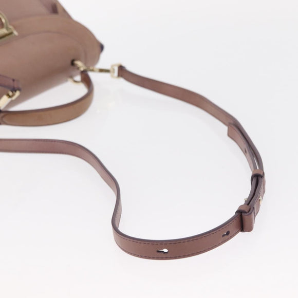 Salvatore Ferragamo Gancini Hand Bag Leather 2way Purple Gold Auth 155310