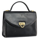 Salvatore Ferragamo Gancini Hand Bag Leather Black Gold Auth 155311-1