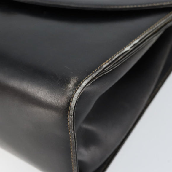 Salvatore Ferragamo Gancini Hand Bag Leather Black Gold Auth 155311