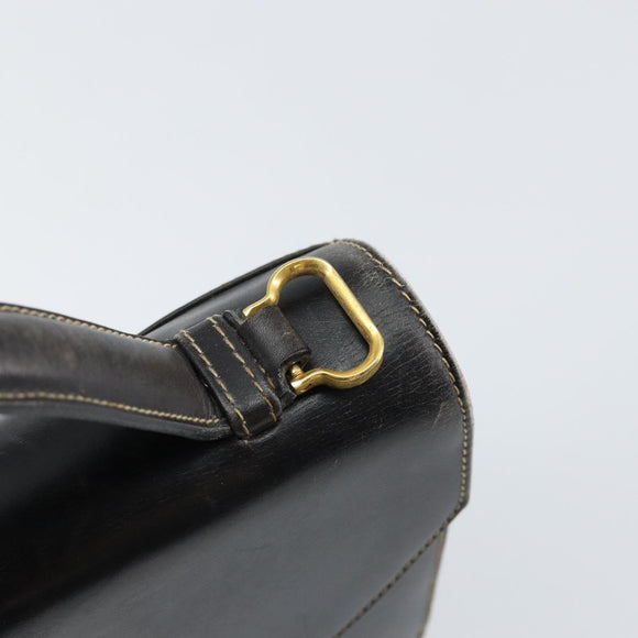 Salvatore Ferragamo Gancini Hand Bag Leather Black Gold Auth 155311