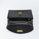 Salvatore Ferragamo Gancini Hand Bag Leather Black Gold Auth 155311-17