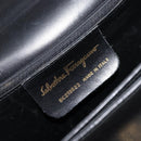 Salvatore Ferragamo Gancini Hand Bag Leather Black Gold Auth 155311-18