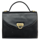 Salvatore Ferragamo Gancini Hand Bag Leather Black Gold Auth 155311-2