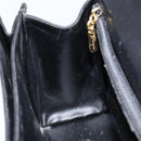 Salvatore Ferragamo Gancini Hand Bag Leather Black Gold Auth 155311-21