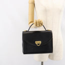 Salvatore Ferragamo Gancini Hand Bag Leather Black Gold Auth 155311-25