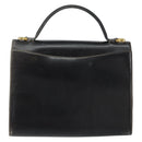 Salvatore Ferragamo Gancini Hand Bag Leather Black Gold Auth 155311-3