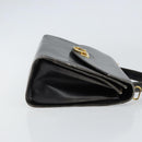 Salvatore Ferragamo Gancini Hand Bag Leather Black Gold Auth 155311-4