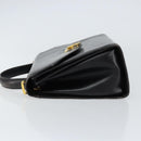 Salvatore Ferragamo Gancini Hand Bag Leather Black Gold Auth 155311-5