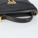 Salvatore Ferragamo Gancini Hand Bag Leather Black Gold Auth 155311-7