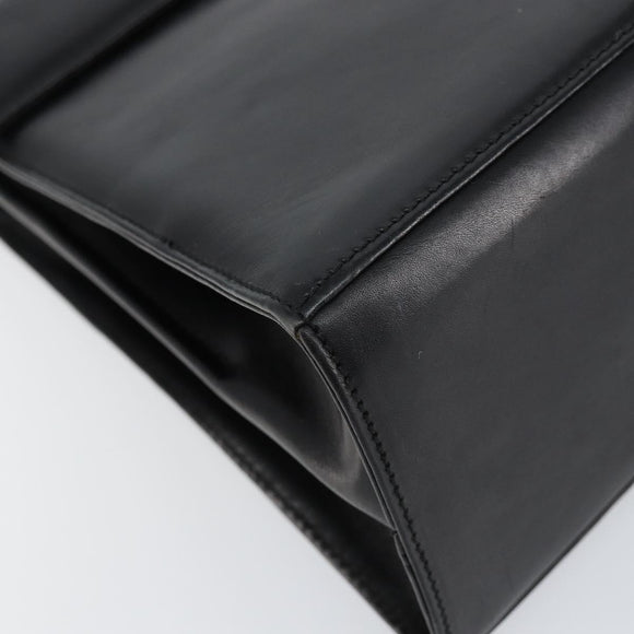 Salvatore Ferragamo Gancini Hand Bag Leather 2way Black Gold Auth 155312