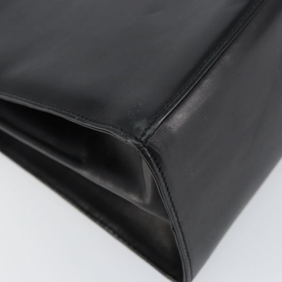 Salvatore Ferragamo Gancini Hand Bag Leather 2way Black Gold Auth 155312