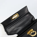 Salvatore Ferragamo Gancini Hand Bag Leather 2way Black Gold Auth 155312-10