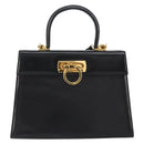 Salvatore Ferragamo Gancini Hand Bag Leather 2way Black Gold Auth 155312-13