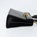 Salvatore Ferragamo Gancini Hand Bag Leather 2way Black Gold Auth 155312-3