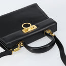 Salvatore Ferragamo Gancini Hand Bag Leather 2way Black Gold Auth 155312-6
