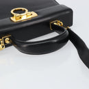Salvatore Ferragamo Gancini Hand Bag Leather 2way Black Gold Auth 155312-7
