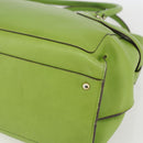Salvatore Ferragamo Gancini Tote Bag Leather Green Gold Auth 155313-12